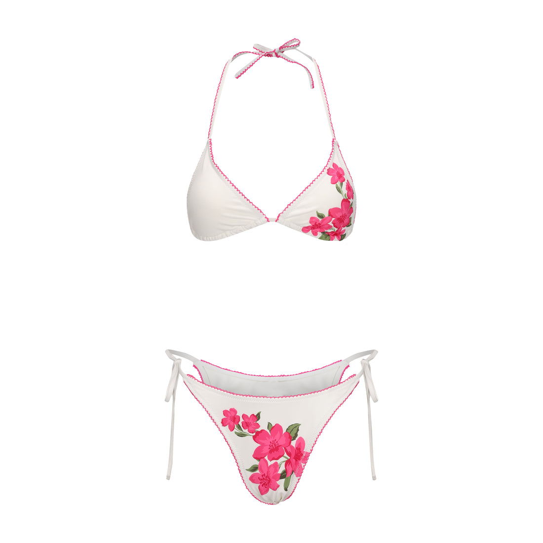 Magenta Floral Asymmetric Bikini Set